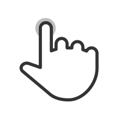 Animation: A repeating series of icons for interactive gestures showing: one-finger tap, two-finger swipe left, three-finger swipe right, pinch, and zoom.