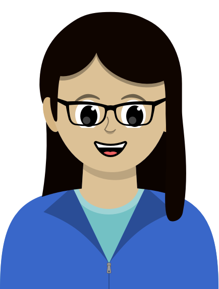 Illustration: A dark-haired female freelancer wearing an aqua zipper jacket is wide-eyed with excitement.