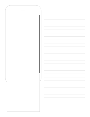 Sample: A printed sheet with a single phone and space below to show what UI might appear below the screen along with space for notes.
