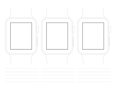 Sample: A printed sheet with three watch mockups and space for notes.