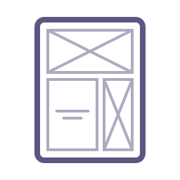 Icon: A sheet of paper with placeholder boxes inside it representing images and text areas.